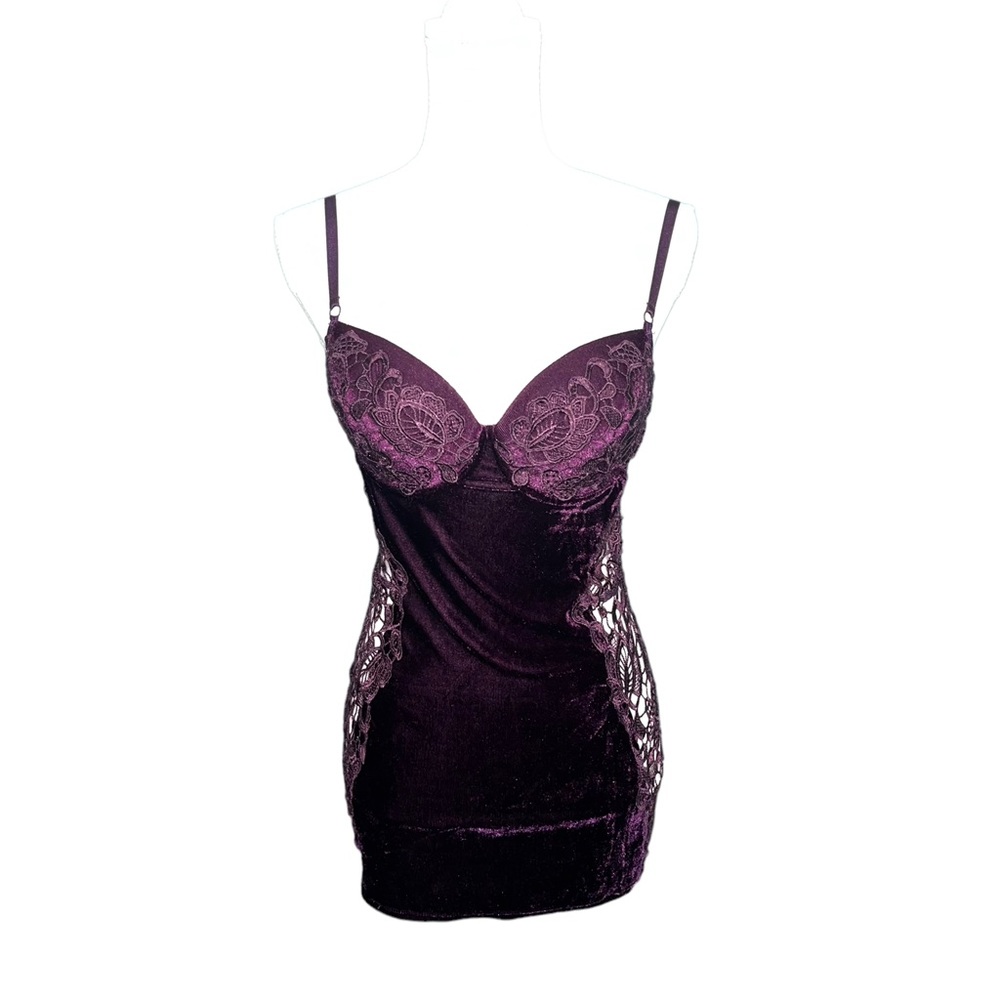 Dream Girl Purple velvet and Lace Y2K Sexy Lingerie